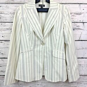 Bebe Women's Blazer Cream/Ivory Striped Colored Blazer [Size 6] Made in USA‎